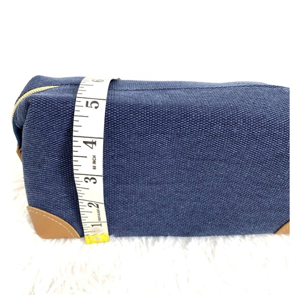 Made For Retail Men's Shave Bag Diagonal Snap Sides Zipper Top Navy Blue Travel - Picture 7 of 7